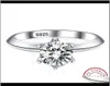 Band smycken droppleverans 2021 White Solitaire Ring 925 Sterling Sier Diamond Engagement Wedding Rings for Women UVTRB6081914