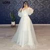 Abiti da festa lorie maniche lunghe abito da sera in tulle bianco a-line di abiti formali di promole vestidos elegantes para mujer