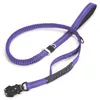 Dog Collars Elastic Bungee Leash For Medium And Large Dogs Absorption Two Handles Heavy Duty Leashes With Car Safety Clip