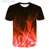 T-shirts Summer Cool Ghost Fire T-shirt 3D Printed Boys Girls Casual Oversized hip-hop Tops Kids Tees Short Sleeve Clothing T240415