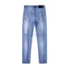 Designer de jeans masculin léger qualité luxe de luxe printemps / été jeans masculin slim fit haut de gamme élastique pantalon de jambe droite bleu entièrement KK7363