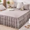 Bonenjoy Bed Skirt Solid Color Bedspread Lace Style Cover falda de cama Skinfriendly Mattress Protector No Pillowcase 240415