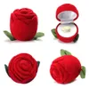 Novel Red Rose Ring Box för förlovningsbröllop örhängen hänger smycken case266f