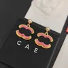 Luxury Gold-Plated Earrings Designed Brand Designer With Pink Inlay For Fashionable Cute Girls High Quality Jewelry Earrings With Box For Birthday Gifts