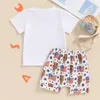 Kläder sätter västra 4 juli Baby Boy Outfit American Cowboy Shirts Highland Cow Jogger Shorts Retro Independence Day kläder