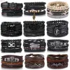 Other Bracelets DAXI 3/4Pcs Set Infinite Symbol Leather Bracelet for Men Vintage Life Tree Guitar Wood Beads Fashion Male Bracelets WristbandL240415
