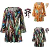 Robes décontractées Disco Robe 70s Tenues pour femmes Costumes de cosplay imprimé floral hippie avec bandeau de vêtements vintage lsadies