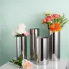 Vases 304 Stainless Steel Metal Cylindrical Vase With Water Borne Flowers European Style Tabletop