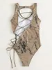 Kobiety stroju kąpielowego stają się wydrukowane pięknem jednoczęściowy strój kąpielowy Kobiety Strappy Kobieta seksowna monokini garnitur bez pleców wyściełana odzież plażowa