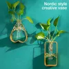 Vases Nordic Vase Vase Home Decor Golden Glass Hydroponic Plant Plant Ligne Fleurs Ornement Garden Art Décoration