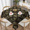 Table Cloth Floral Damask Tablecloth Gold Black Outdoor Cover Vintage Custom Decoration For Wedding Birthday Party