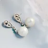 Boucles d'oreilles en peluche authentique 925 Silver à oreille à oreille de sterling Lady Retro Style thai Imitation Imitation Pearl Concise Bijoux à la mode Gift