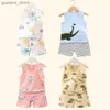 Vêtements Ensembles pour enfants Vêtements imprimés Tops sans manches shorts mignons Breathable Kids Summer Vest Shorts Set Tob Top pour bébé Vêtements Enfants Y240415