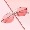 Sunglasses Retro Hexagon Fashion Trendy UV400 Protection 2000s Shades Rimless Sun Glasses Beach/Travel/Streetwear