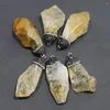 Pendant Necklaces Natural Raw Ore Stone Irregular Citrine Necklace Reiki Charm DIY Jewelry Making Accessories Wholesale 4Pcs