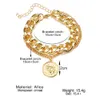 Punk Exaggerated Thick Chain Hand Creative Prince Round Card Multi-layer Layered Fashion Bracelet for Women