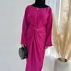 Abbigliamento etnico Eid 2 pezzi sotto abito Abaya con gonna anteriore avvolgente set arabo Nida abiti lunghi per donne musulmane Dubai Islamica