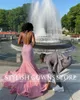 Festklänningar rosa paljetterade halter lång prom klänning för svarta flickor 2024 Beaded Crystal Birthday Rhinestone aftonklänningar