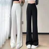 Pantaloni da donna ad alta elastica estate primavera pantaloni dritti casual per donne si adattano al pantalon bianco 3xl coreano