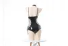 Kobiety Jumpsuits Mundur Role Kobiety Lolita Pu Patent Patent Pakiet Pakiet Seksowne ciasne mundury cosplay paski do bielizny Zestaw bielizny