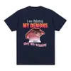 Kvinnors t-shirt roligt jag kämpar mot mina demoner och de är vinnande musmeme t-shirt kreativa män kort ärm plus size kvinnor t-shirtsl2403