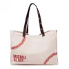 Trendy Baseball Handbag, Large Capacity Canvas Shopping Weekend Travel Shoulders Multi Pocket Tote bag Bag Popularity