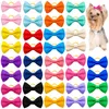 Dog Apparel 10PCS Bulk Pet Hair Accessories Solid Color Polka Dot Bow With Rubber Band Cute Grooming Products Supply