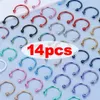 14PCS Cone Spike Horseshoe Septo Circular Nariz Anel Aço Balmoel de aço Microping Earencel