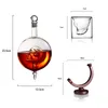 Creative Globe Decanter Set with LeadFree Carafe Fine Wood Stand and 2 Whiskey Glasses Premium Gift 240415