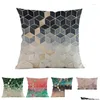 Cushion/Decorative Pillow Nordic Art Cubes Colorf Geometric Sofa Decoration Throw Case Emerald Green Plant Style Car Chair Er Cojines Ot31S