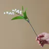 Decorative Flowers Thanksgiving 6 Pcs Artificial Lily Of The Valley Faux White Bell Wind Chime Orchid Wedding Flower