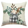 Pillow Fall Thanksgiving Maple Pumpkin Wreath Cover Decorations For Home Ornament Happy Year Christmas Decor 2024