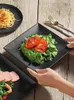 Borden retro keramisch dinerbord 10 inch zwart matte westelijke biefstuk rond vierkant huis servies keukenbenodigdheden