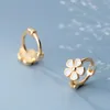 Hoop Earrings Silver Color Small Flower For Women Sweet Huggie Tiny Jewelry Wholesale