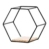 Decorative Plates Nordic Style Wall Mounted Floating Hexagon Shelf Metal Iron Framed Storage Holder Rack With Wooden Board Geometric Frame