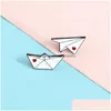 Pins, Brooches Cute Small Boat Plane White Funny Enamel Pins For Women Christmas Demin Shirt Decor Brooch Pin Metal Kawaii Badge Fash Dhmsc