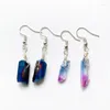 Decorative Figurines Colored Aura Quartz Crystal Points Stone Ornament Coated Irregular Pendants Copper Wire Wrapped Earrings