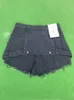 Deat Solid Women 가짜 두 조각 High Waist Aline Thin Denim Shorts Street Street Mall Goth Summer Autumn 7E754 240415