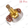 Kablar 10 PCS A500K B500K A250K B250K GULD Full storlek lång delad mässingsaxel Electric Guitar Bas Volym Tone Control Pots Potentiometer