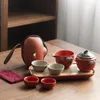 Teaware set Peanut Portable Tea Pot and Cup Set Outdoor Travel Ceramic Ru Kiln Teacup Chinese