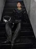 여자 니트 티 티 디자이너 ch xiaoxiangfeng 고품질 고품질 단색 목 라운드 목이 긴 소매 스웨터 전신 구슬로 된 패션 슬리밍 니트 셔츠 l5j1
