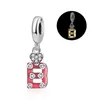 Loose Gemstones Exquisite 925 Sterling Silver Glow A-Z Letter Pink Color Pendant Fit Original Bracelets DIY Women's Jewelry Gifts