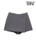 TRAF Women Fashion Asymmetric Pareo Style Self Overlay Shorts Skirts Vintage High Waist Side Zipper Female Skort Mujer 240409