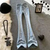 Design de jean pour femmes splash-ink légèrement évasé 2024 Spring Elastic Light Colore Slim-Fit Fit Pantal