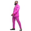 Men's Suits Handsome Fuchsia Groom Men Double Breasted Peaked Lapel Blazer Designed Party Wedding Prom Jacket Pants Two Pieces Outfits