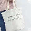 Shopping väskor mode kvinnor vit duk väska grafik estetiskt brev tryckt shoppare kawaii casual lady axel tote