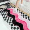 Teppiche Tufting Pink Wave Schlafzimmer Teppich Langes flauschiges Wohnzimmer Teppich Korridor Gebiet Bodenbelaste Matten Fußmatte Ästhetische Wohnkultur