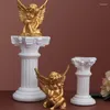 Decorative Figurines Classical Resin Roman Column With Angel Statue Garden Decoration Shooting Set Scene Miniature Ornaments Handicraft