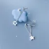 Boucles d'oreilles en peluche pure 925 argent sterling creux étoile courte drop drop asymétrie douce oreille suspendue