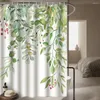 Shower Curtains Durable Partition Curtain Waterproof Greenery Pattern Soft Texture Drape Washable Bathroom Supply